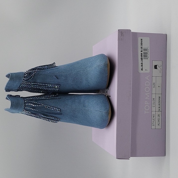 620- Top Moda Ankle Boots Alias-28 Blue Denim Size 7 NWT - Picture 8 of 11